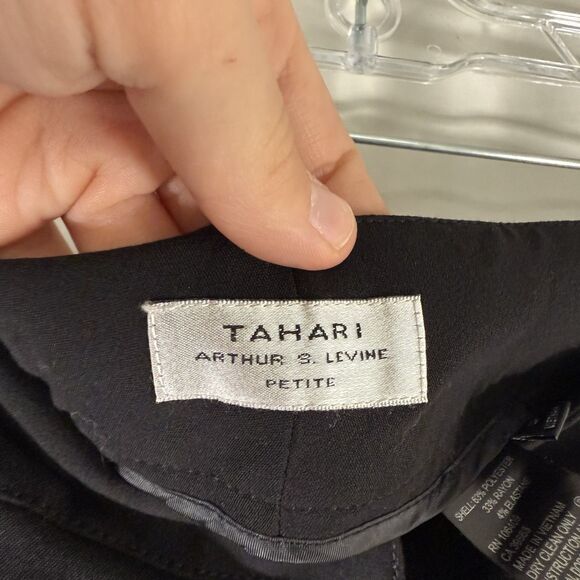 Tahari Arthur S Levine Pants Women's 4 Petite Black Lightweight Mid Rise Flat Fr - Picture 6 of 11